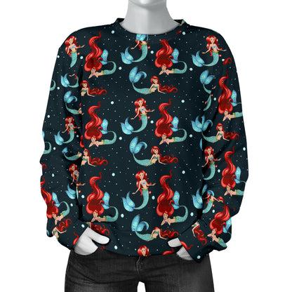 Mermaid Girl Themed Design Print Women Long Sleeve Sweatshirt