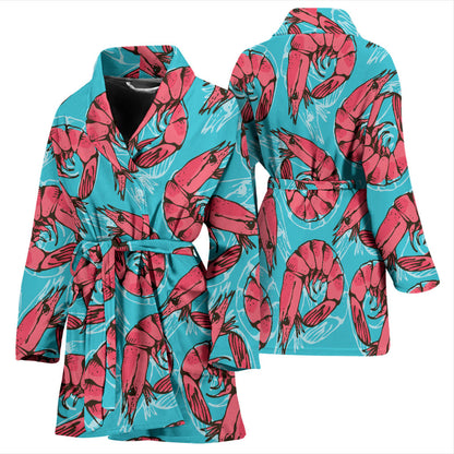 Prawn Pattern Print Design 01 Women Bathrobe