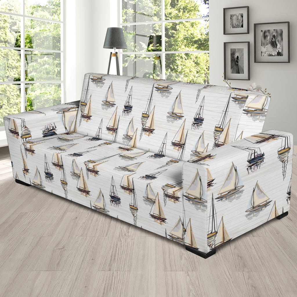 Sailboat Paint Pattern Print Design LKS307 Sofa Slipcover