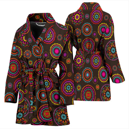 Bohemian Pattern Print Design 01 Women Bathrobe