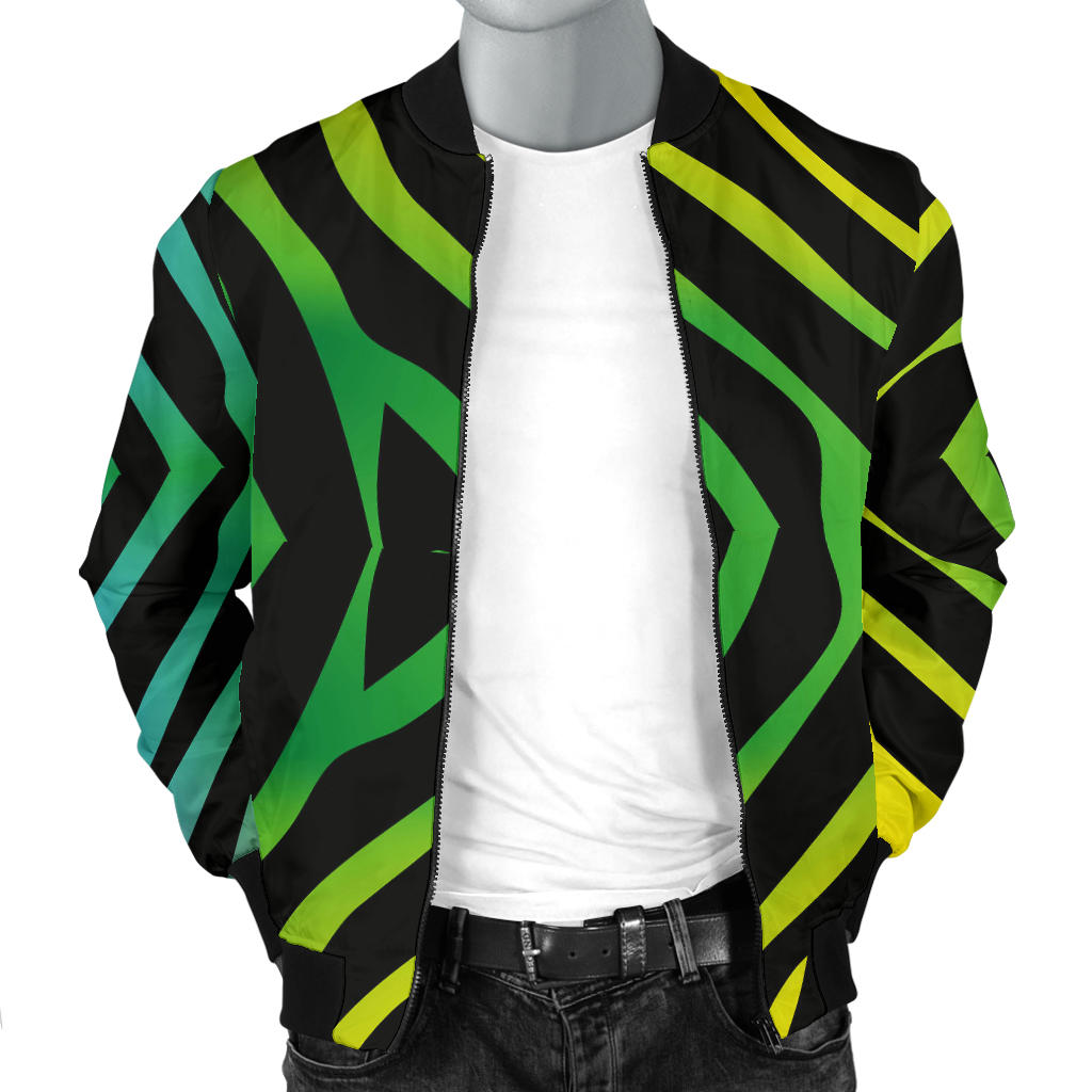 Rainbow Zebra Themed Print Men Bomber Jacket