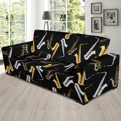 Saxophone Pattern Print Design 01 Sofa Slipcover