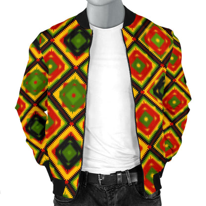 Rasta Reggae Color Pattern Men Bomber Jacket