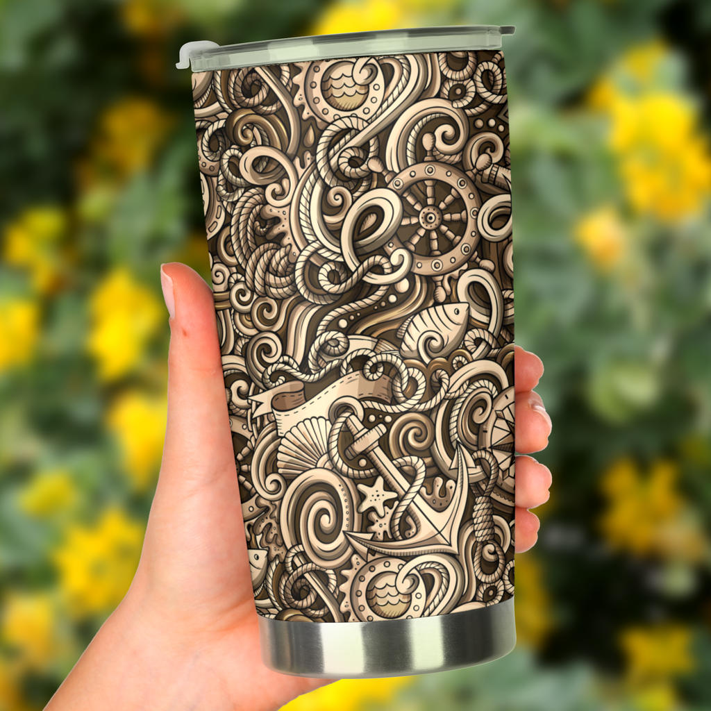 Nautical Tattoo Design Themed Print Tumbler
