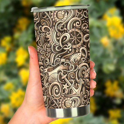 Nautical Tattoo Design Themed Print Tumbler