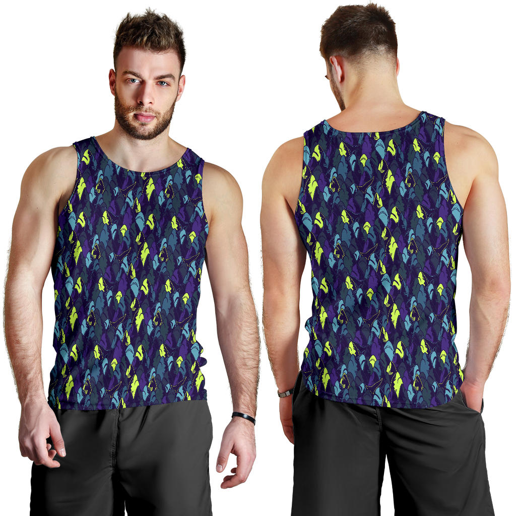Shark Neon color Print Men Tank Top