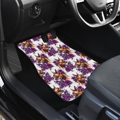 Chihuahua Purple Floral Car Floor Mats Front Back