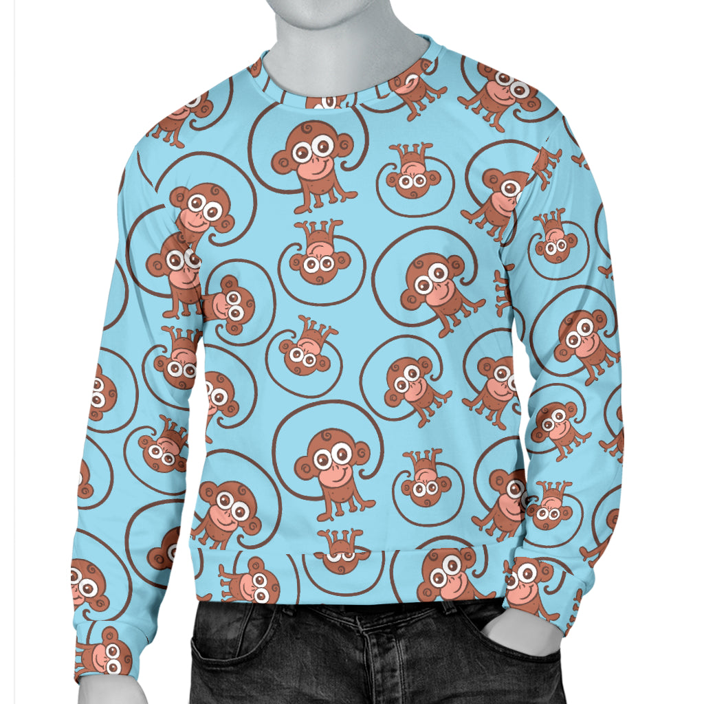 Monkey Cute Design Themed Print Men Long Sleeve Sweatshirt