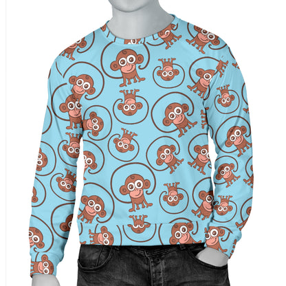 Monkey Cute Design Themed Print Men Long Sleeve Sweatshirt