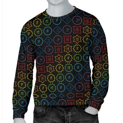Chakra Colorful Symbol Pattern Men Long Sleeve Sweatshirt