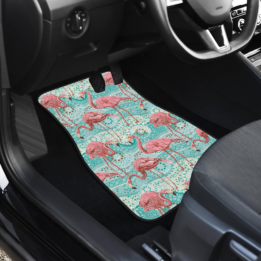Flamingo Background Themed Print Car Floor Mats Front Back