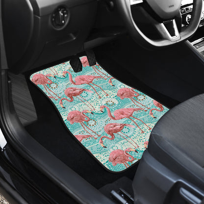 Flamingo Background Themed Print Car Floor Mats Front Back