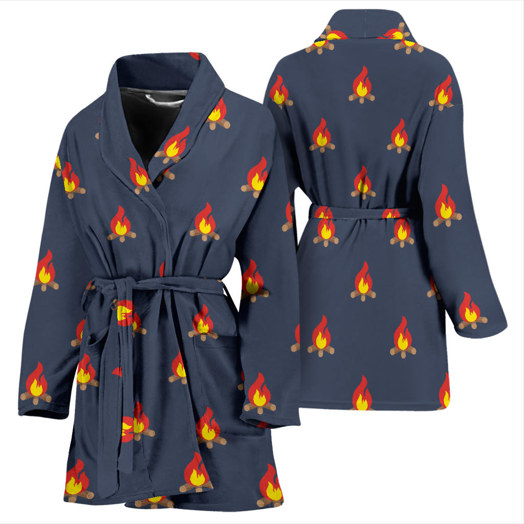Campfire Pattern Print Design 02 Women Bathrobe