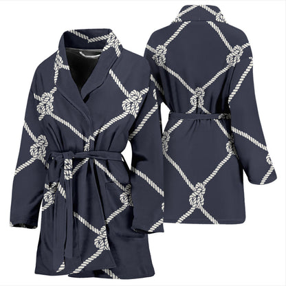 Rope Pattern Print Design A02 Women Bathrobe