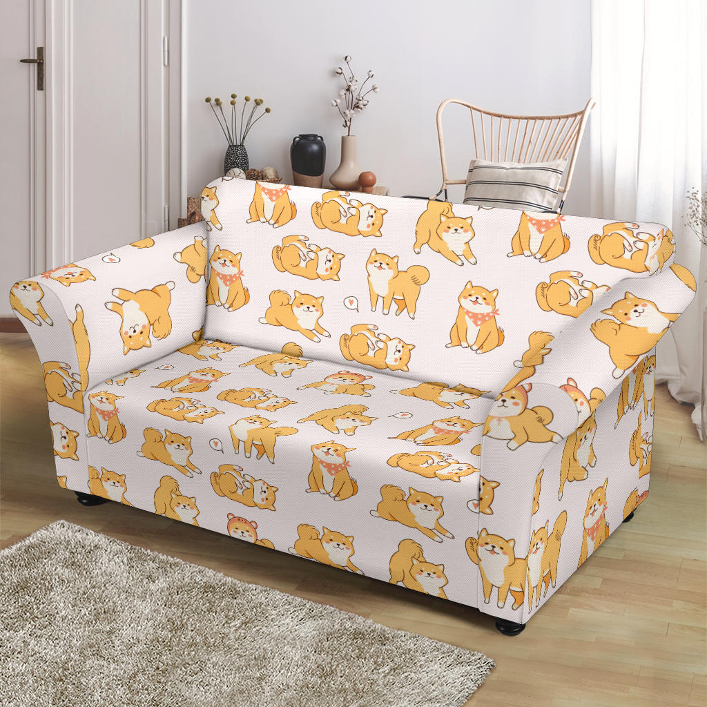 Shiba Inu Print Design LKS308 Loveseat Couch Slipcover