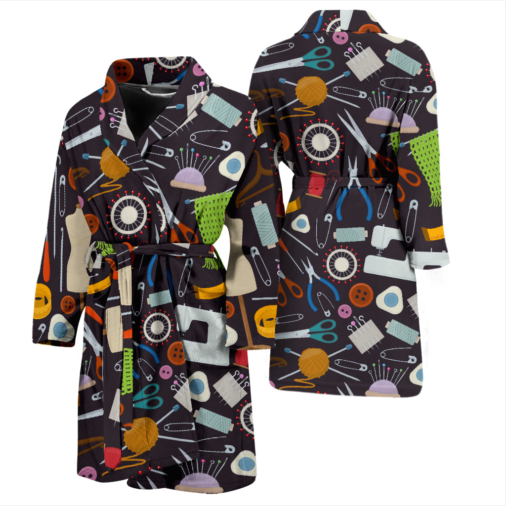Sewing Equipment Print Design LKS308 Men Bathrobe