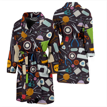 Sewing Equipment Print Design LKS308 Men Bathrobe