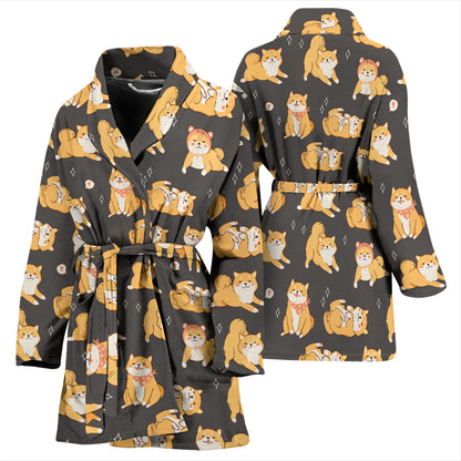 Shiba Inu Print Design LKS309 Women Bathrobe