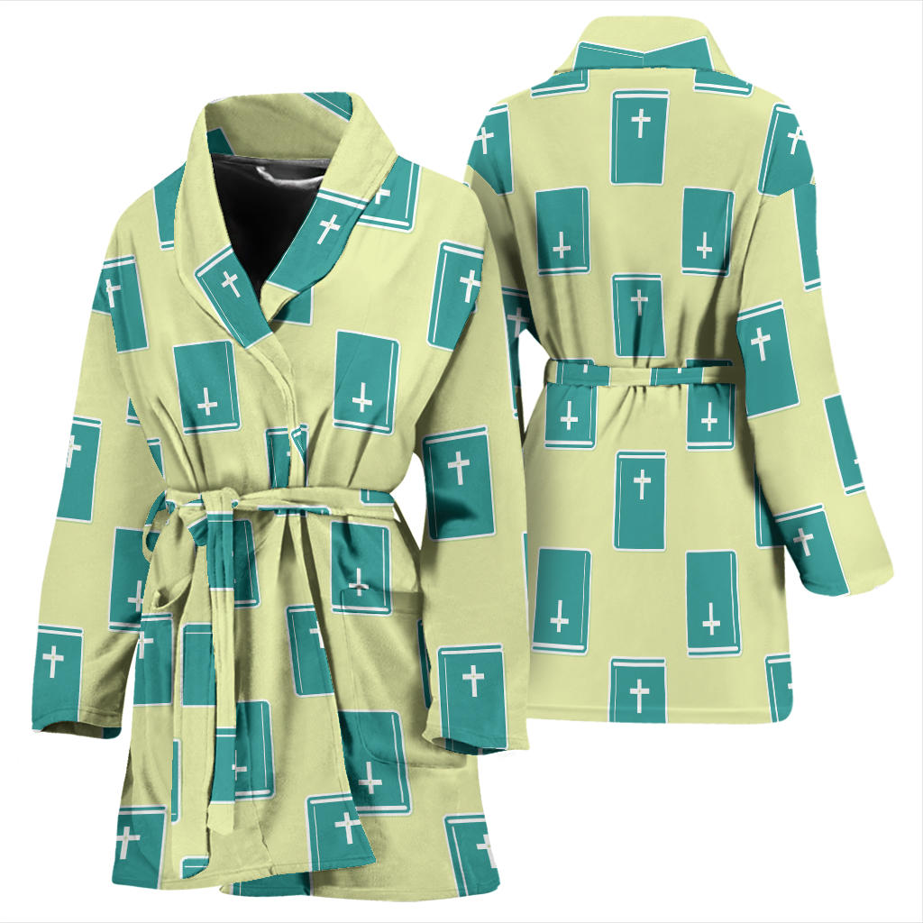Bible Pattern Print Design 04 Women Bathrobe
