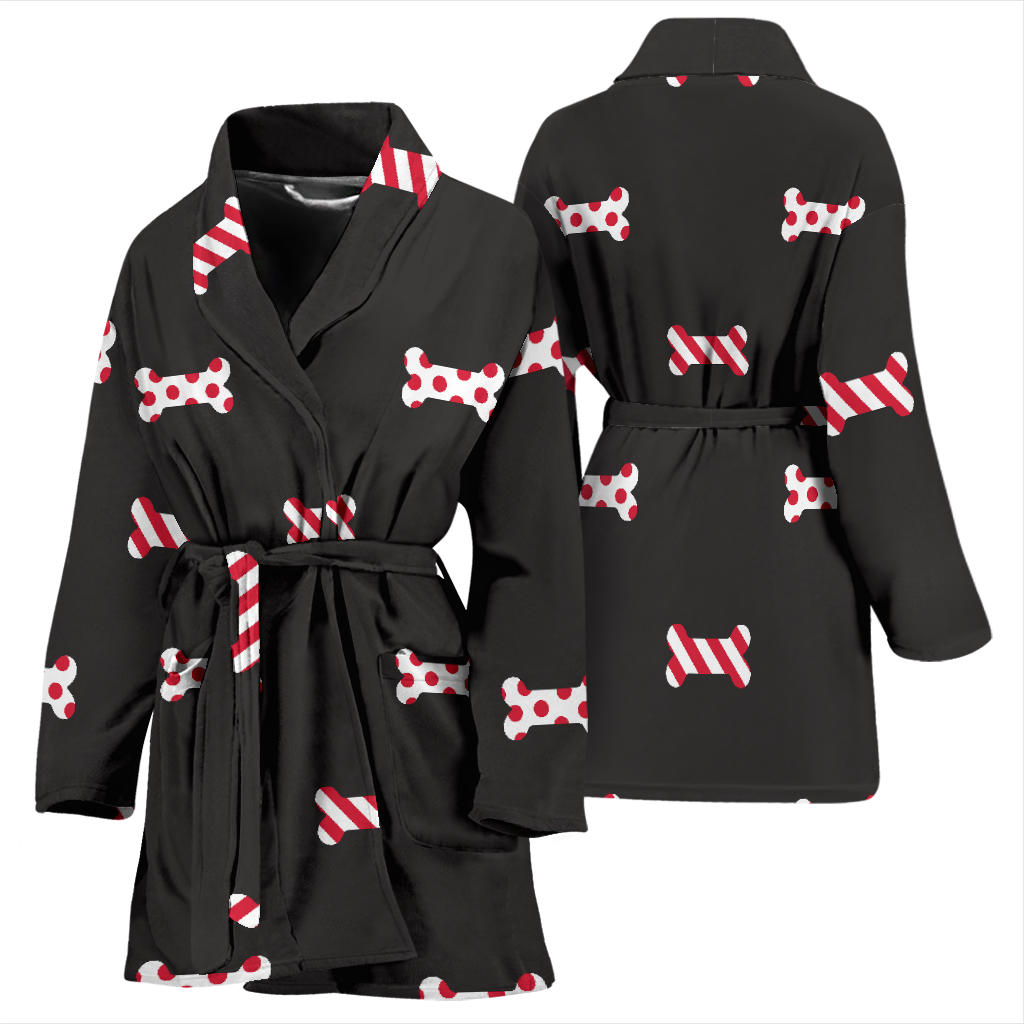 Dog Bone Pattern Print Design 04 Women Bathrobe
