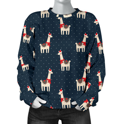 Llama with Polka Dot Themed Print Women Long Sleeve Sweatshirt
