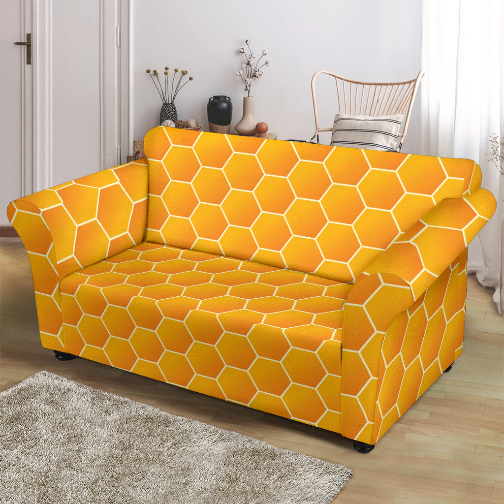Honey Bee Honeycomb Print Design LKS3011 Loveseat Couch Slipcover