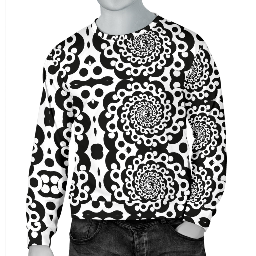 Yin Yang Spiral Design Print Men Long Sleeve Sweatshirt