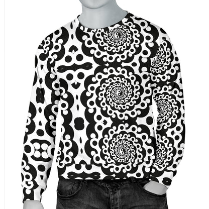 Yin Yang Spiral Design Print Men Long Sleeve Sweatshirt