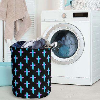 Christian Cross neon Pattern Laundry Basket