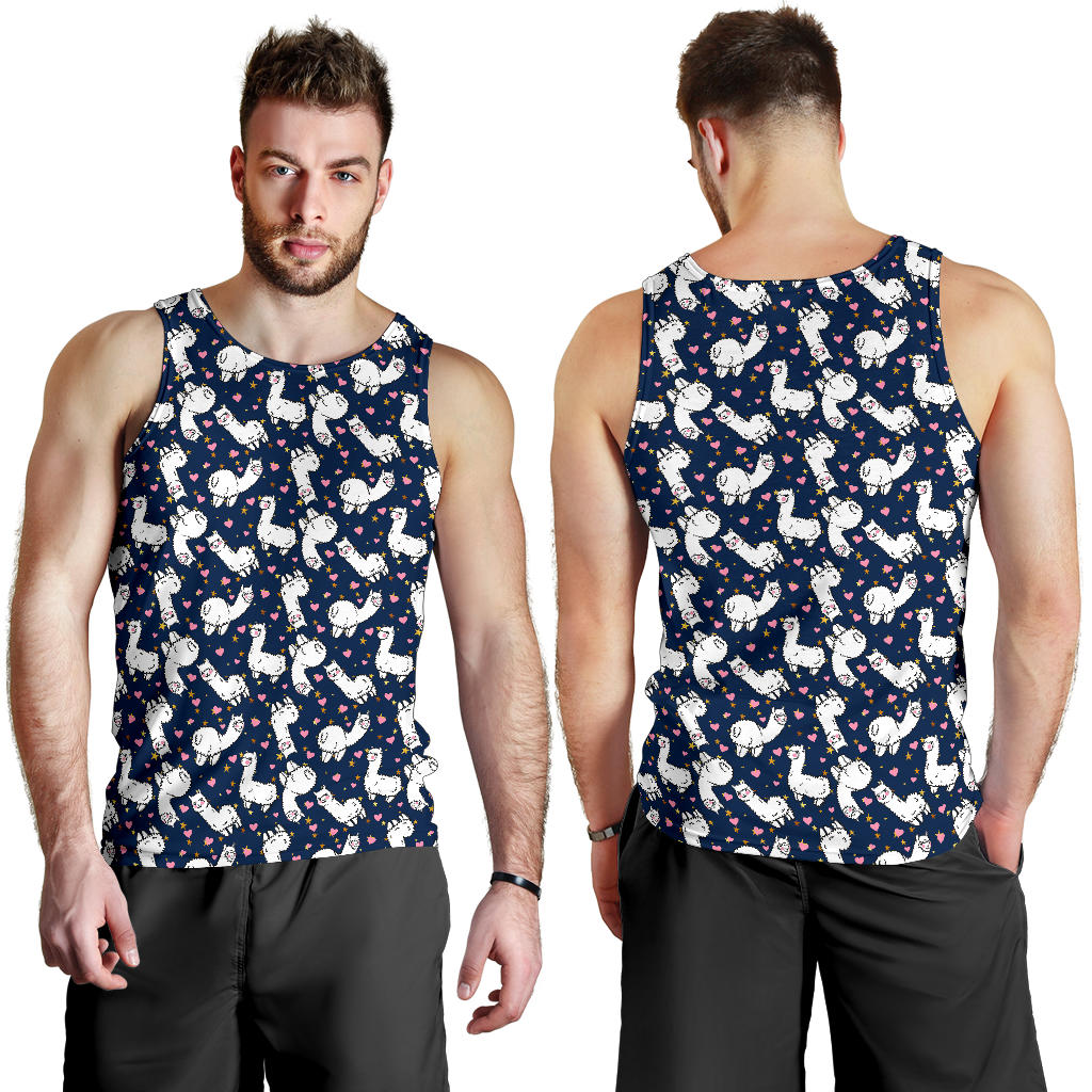 Alpaca Heart Star Design Themed Print Men Tank Top
