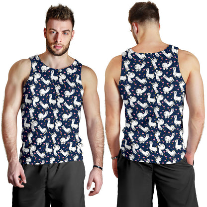 Alpaca Heart Star Design Themed Print Men Tank Top