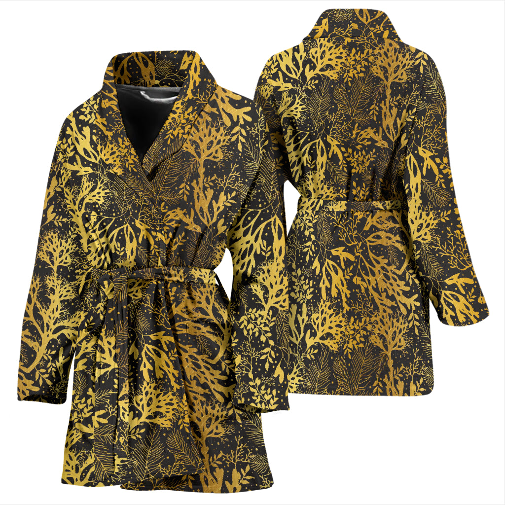 Seaweed Print Design LKS303 Women Bathrobe