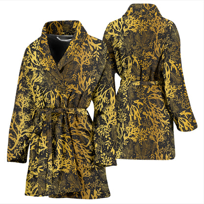 Seaweed Print Design LKS303 Women Bathrobe