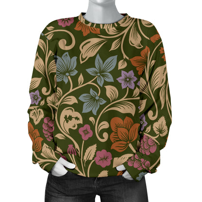 Floral Vintage Print Pattern Women Long Sleeve Sweatshirt