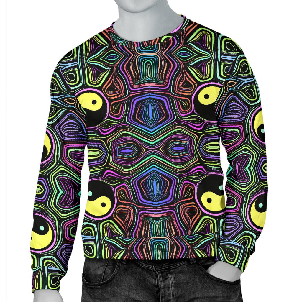 Yin Yang Neon Color Design Print Men Long Sleeve Sweatshirt