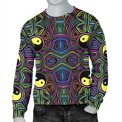 Yin Yang Neon Color Design Print Men Long Sleeve Sweatshirt