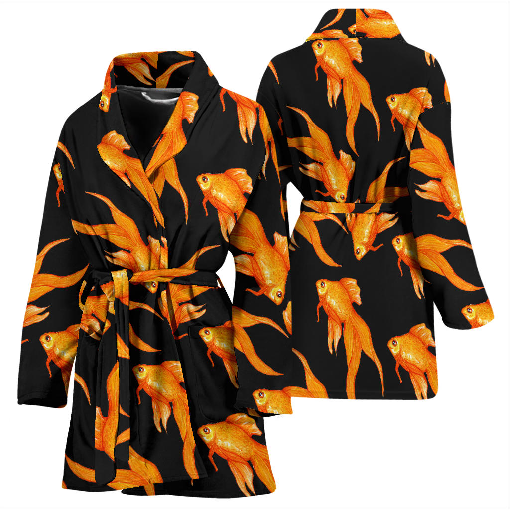 Goldfish Pattern Print Design 03 Women Bathrobe