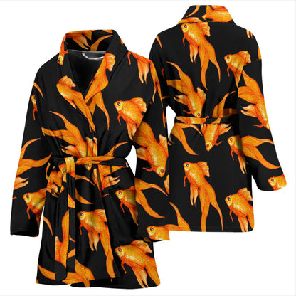 Goldfish Pattern Print Design 03 Women Bathrobe