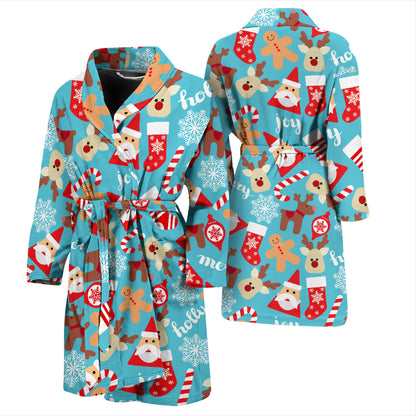Santa Christmas Themed Print Design LKS306 Men Bathrobe