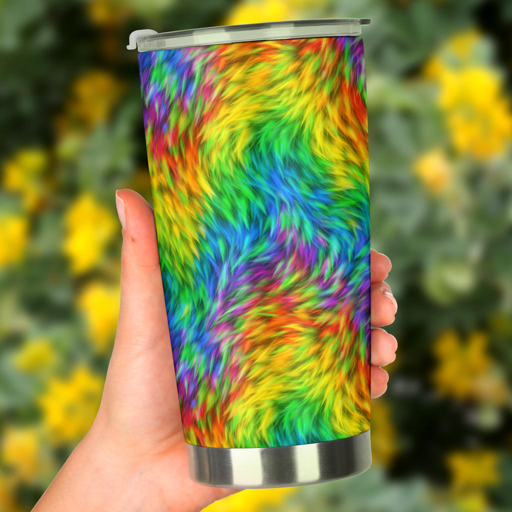 Rainbow Fur Design Print Tumbler