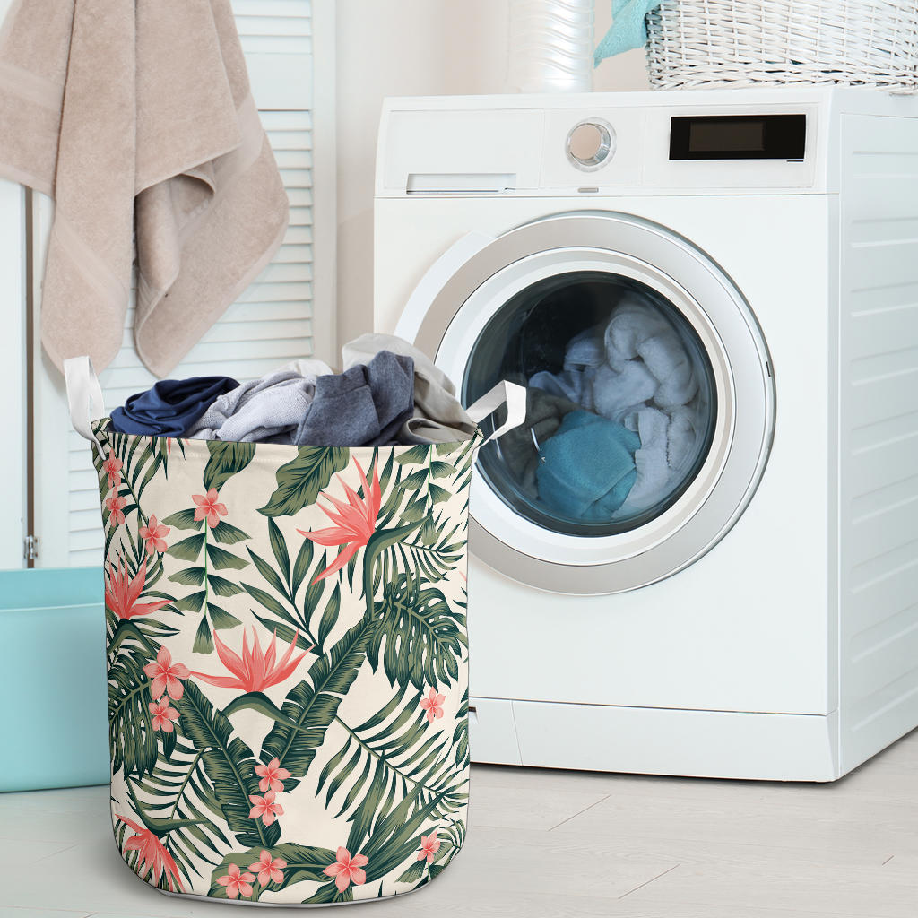 Tropical Flower Palm Leaves Laundry Basket