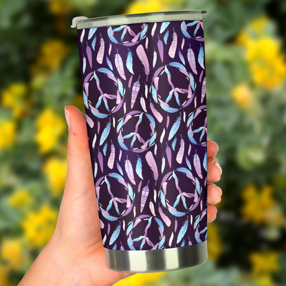 Peace Sign Feather Design Print Tumbler