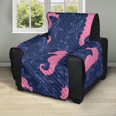 SeaHorse Pink Pattern Print Design 02 Recliner Cover Protector