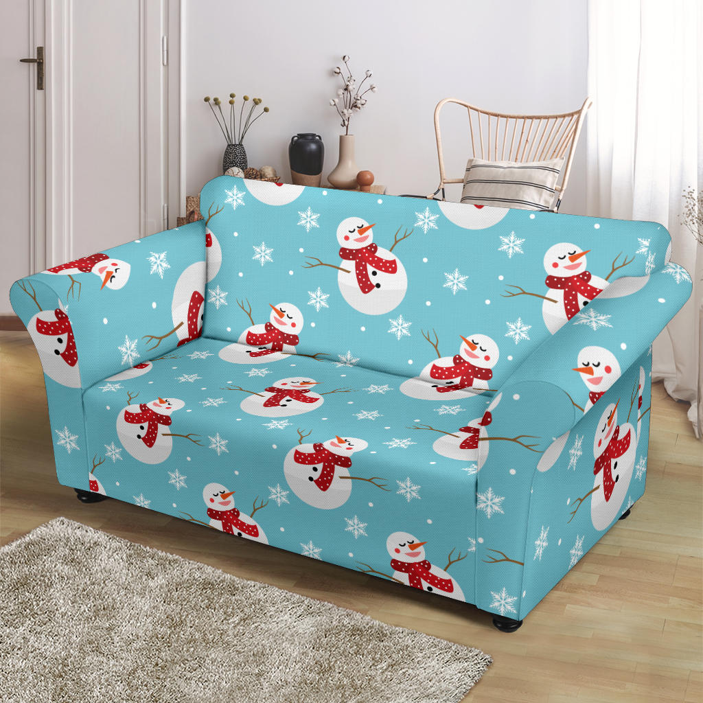 Snowman Print Design LKS304 Loveseat Couch Slipcover