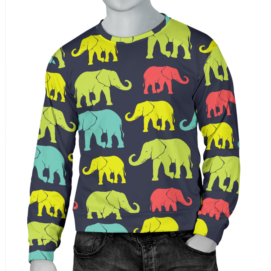 Elephant Neon Color Print Pattern Men Long Sleeve Sweatshirt