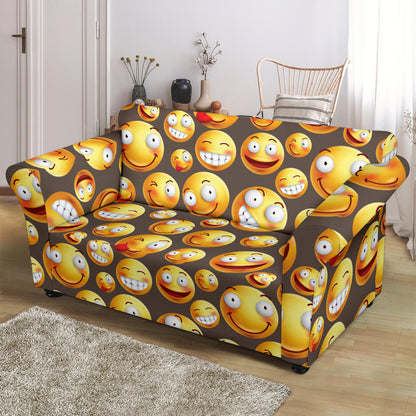 Smiley Face Emoji Print Design LKS303 Loveseat Couch Slipcover