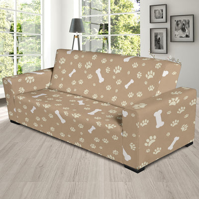 Dog Bone Paw Pattern Print Design 01 Sofa Slipcover