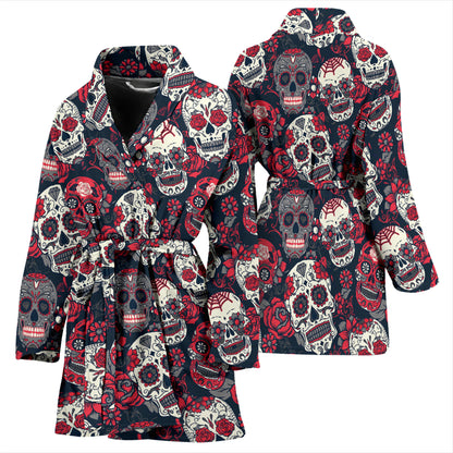 Sugar Skull Print Design LKS303 Women Bathrobe