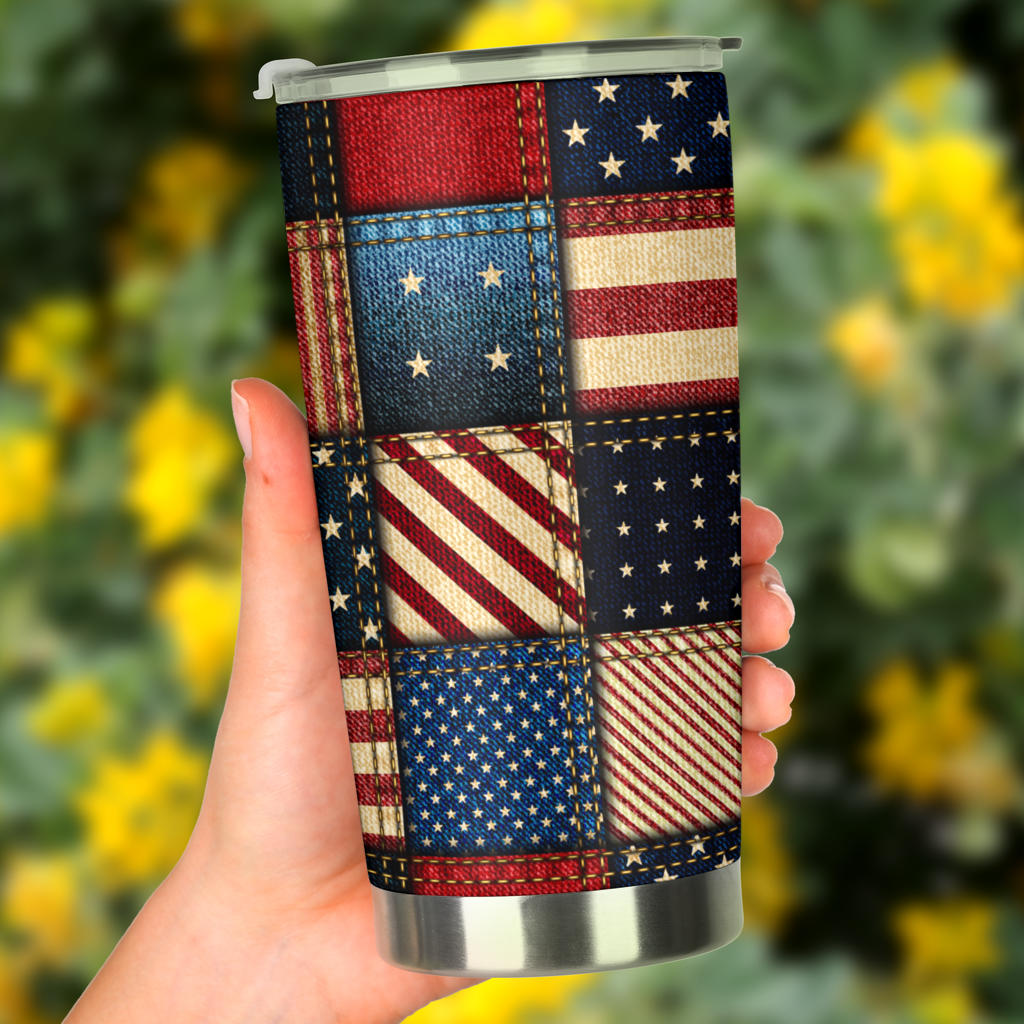 American flag Patchwork Design Tumbler
