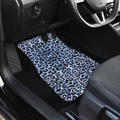 Leopard Blue Skin Print Car Floor Mats Front Back